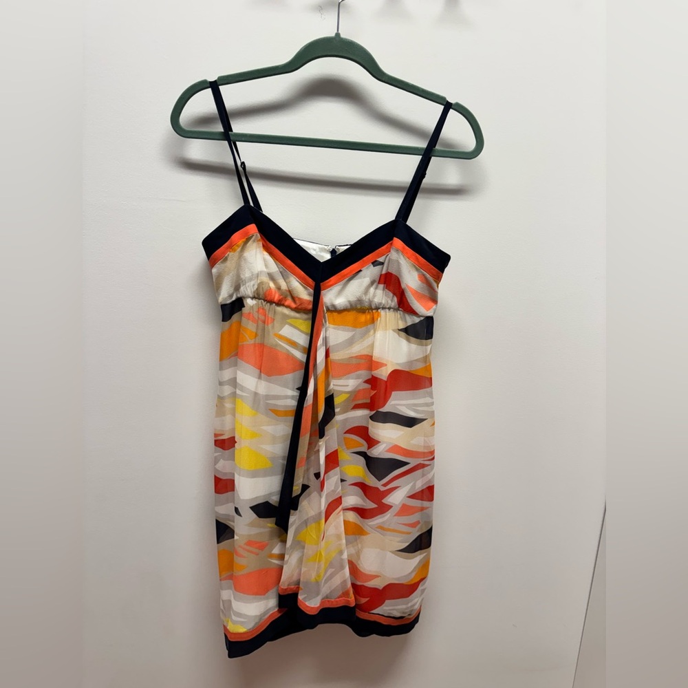 BCBGMaxAzria Navy with Bright Pattern Dress
